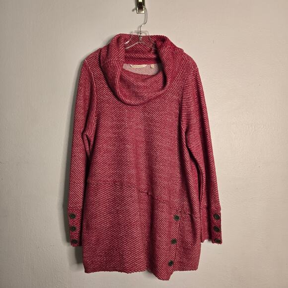 Soft Surroundings Langley Top Dark Rose Cowl Neck Sweater Tunic Size XL Boho - Picture 1 of 13